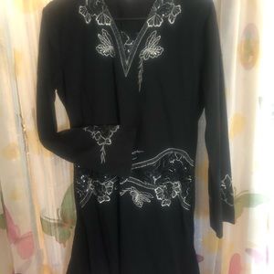 Black Embroidery Cotton Dress